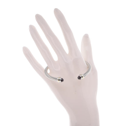 David Yurman Sterling Silver 14K Yellow Gold Garnet 5mm Cable Classics Bracelet 2 of 5