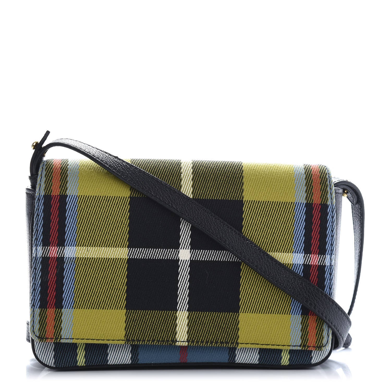 Burberry Canvas Tartan Mix Hampshire Wallet on Chain Yellow Multicolor 1 of 10