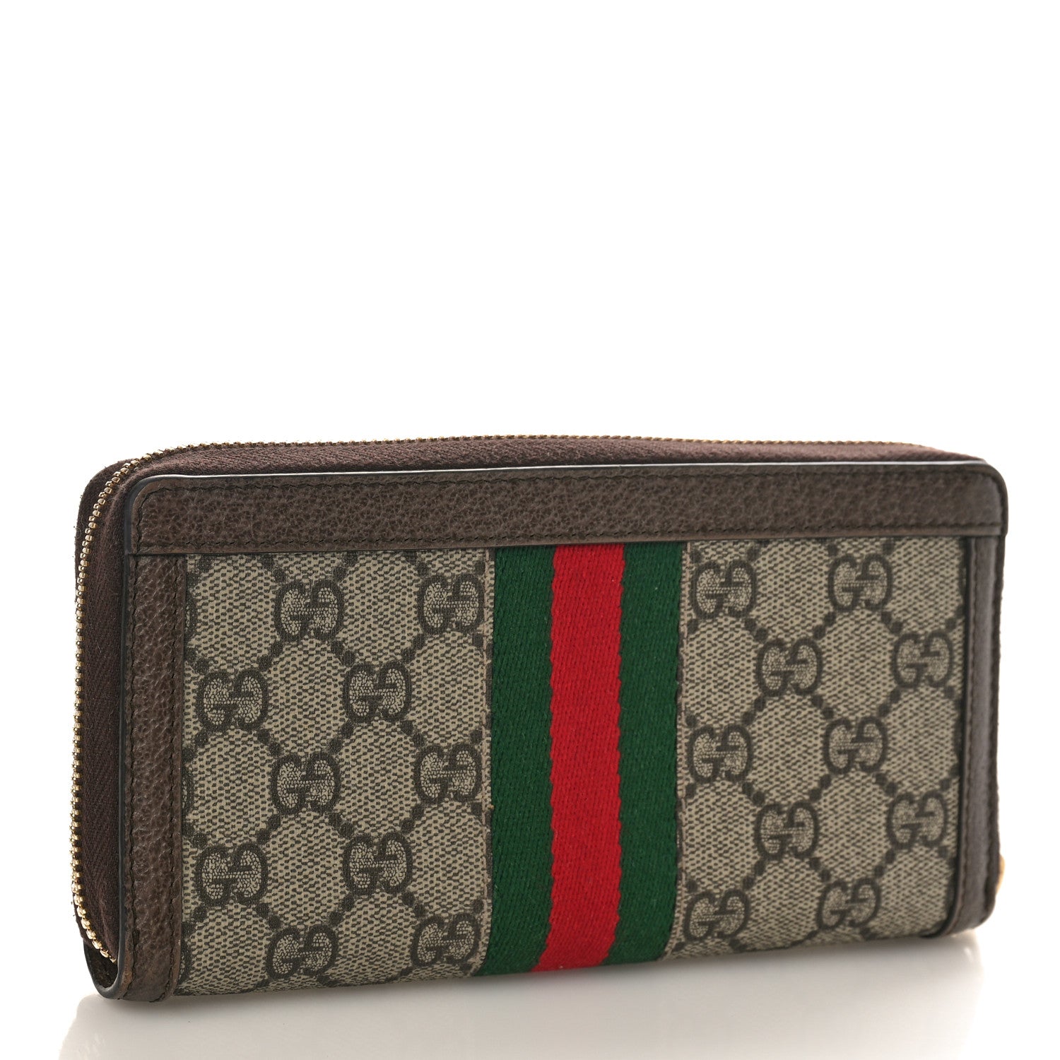 Gucci GG Supreme Monogram Web Ophidia Zip Around Wallet Brown 3 of 8