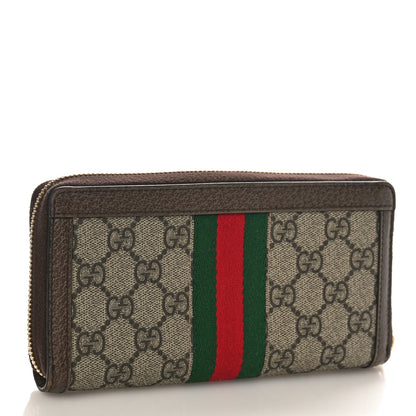 Gucci GG Supreme Monogram Web Ophidia Zip Around Wallet Brown 3 of 8