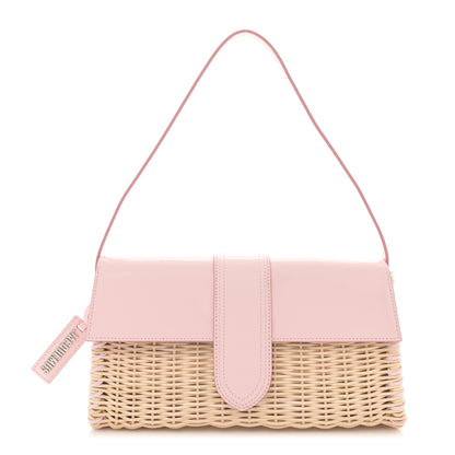 Jacquemus Glazed Calfskin Wicker Le Bambino Long Pale Pink 1 of 14