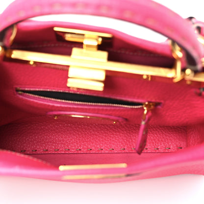 Fendi Cuoio Romano Selleria Mini Peekaboo Iconic Satchel Fuxia 5 of 11