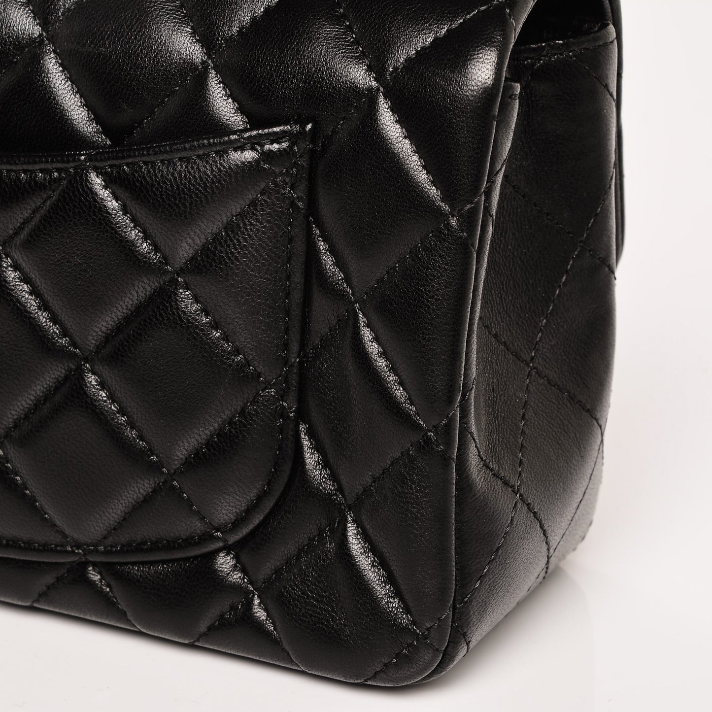 Lambskin Quilted Mini Rectangular Flap Black