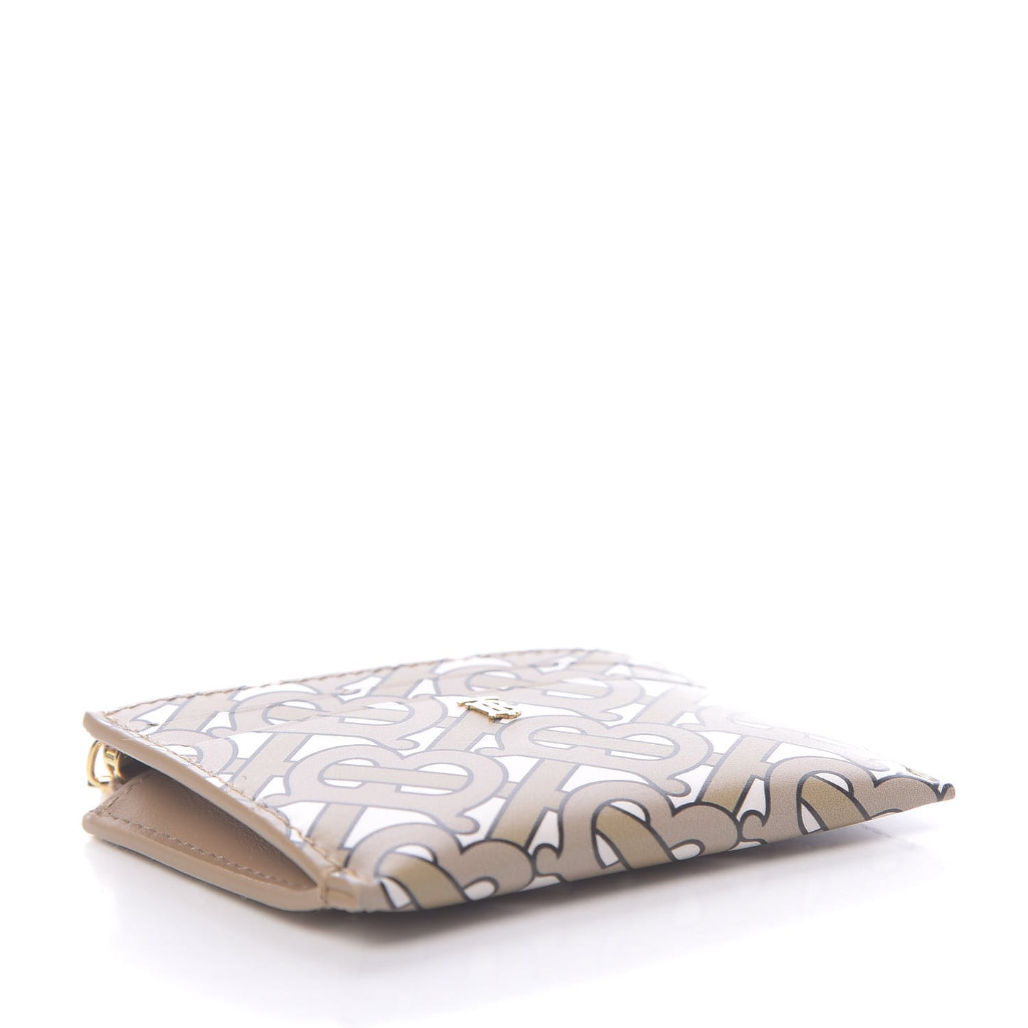 Calfskin Monogram Panola Coin Case Card Holder Beige