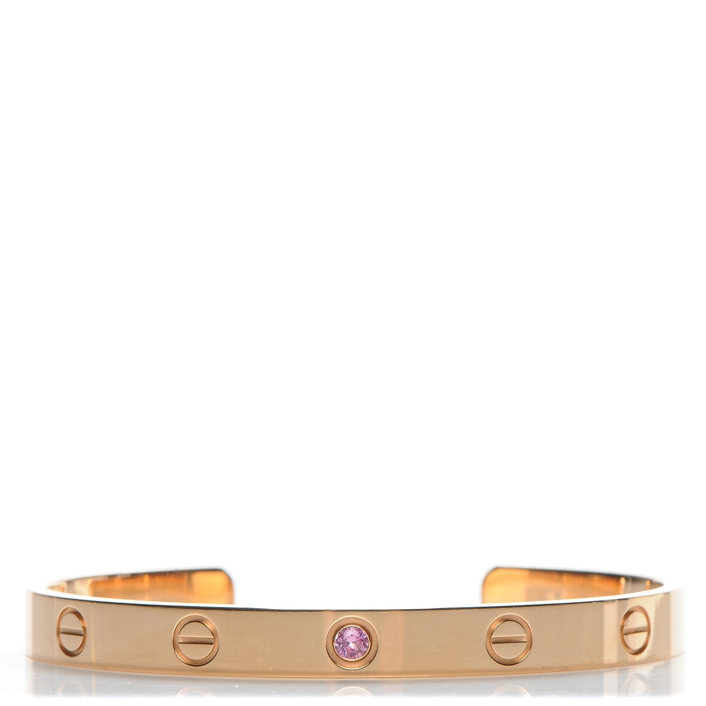 18K Pink Gold Pink Sapphire LOVE Cuff Bracelet 17