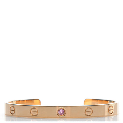 Cartier 18K Pink Gold Pink Sapphire LOVE Cuff Bracelet 17 1 of 5
