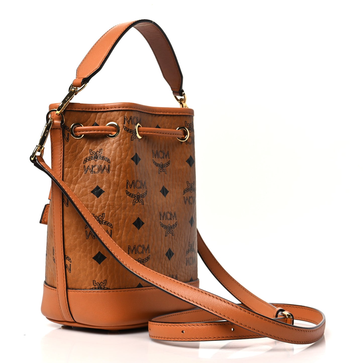 Visetos Mini Dessau Drawstring Bucket Bag Cognac