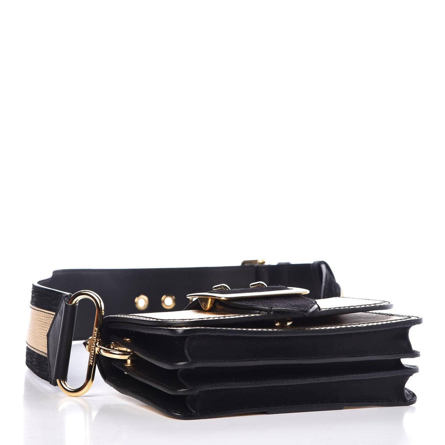Metallic Calfskin Small Madison Buckle Bag Gold