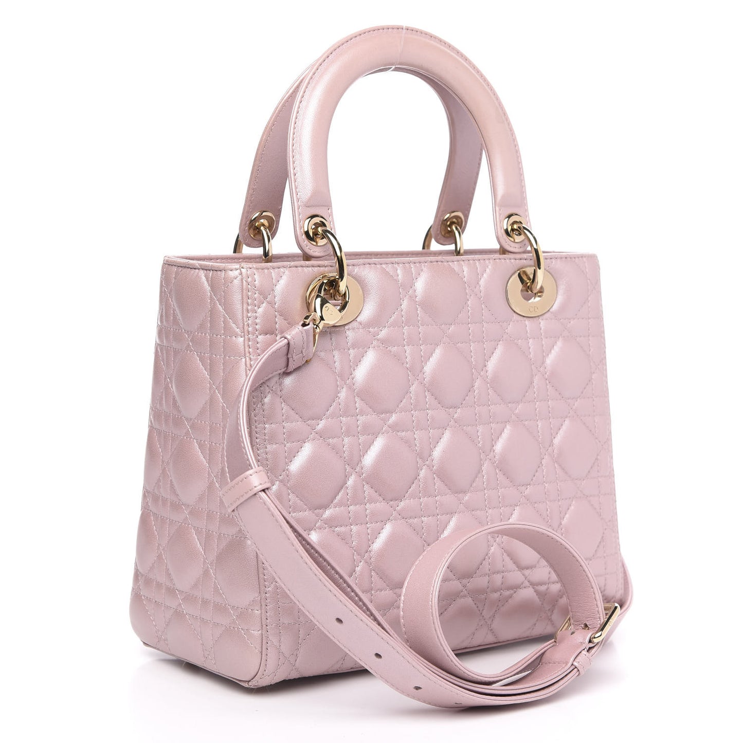 Pearly Lambskin Cannage Medium Lady Dior Lotus
