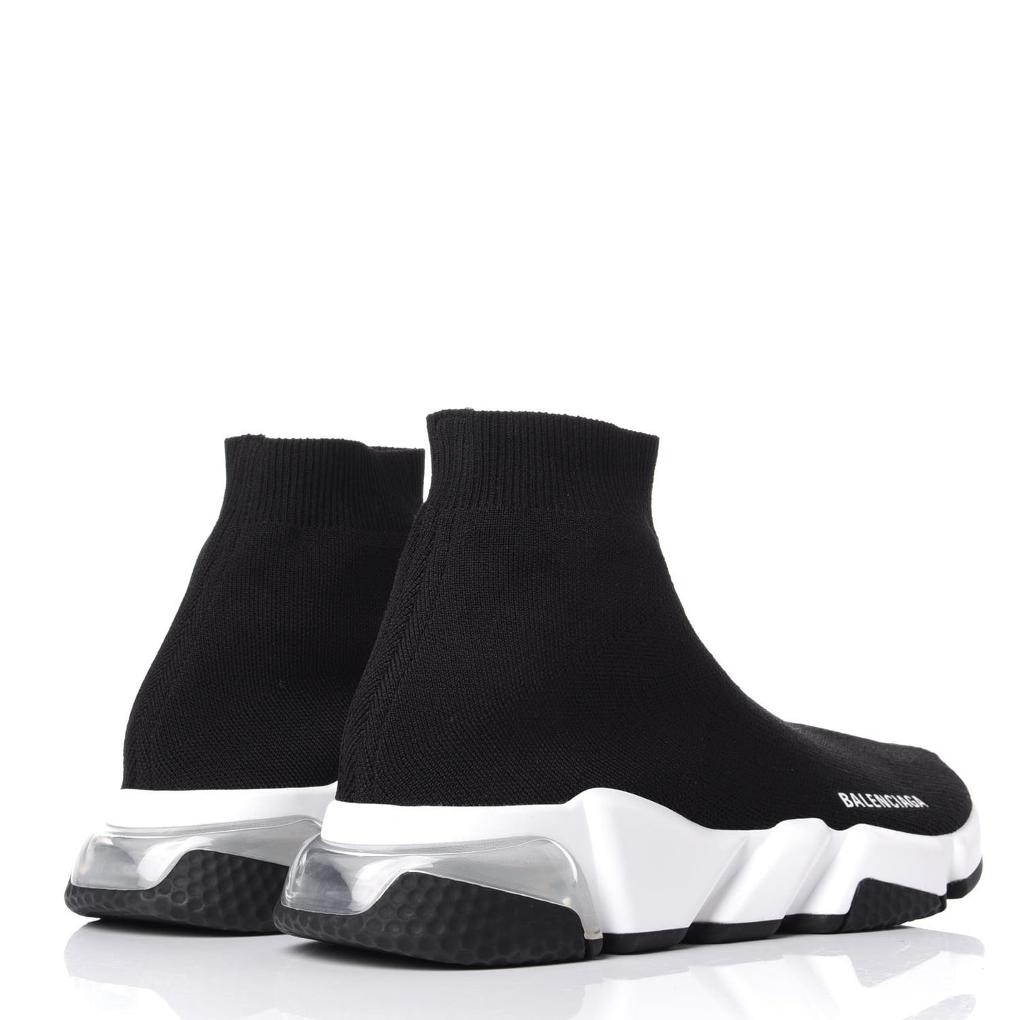 Neoprene Knit Womens Speed Clear Sole Sneakers 41 Black White