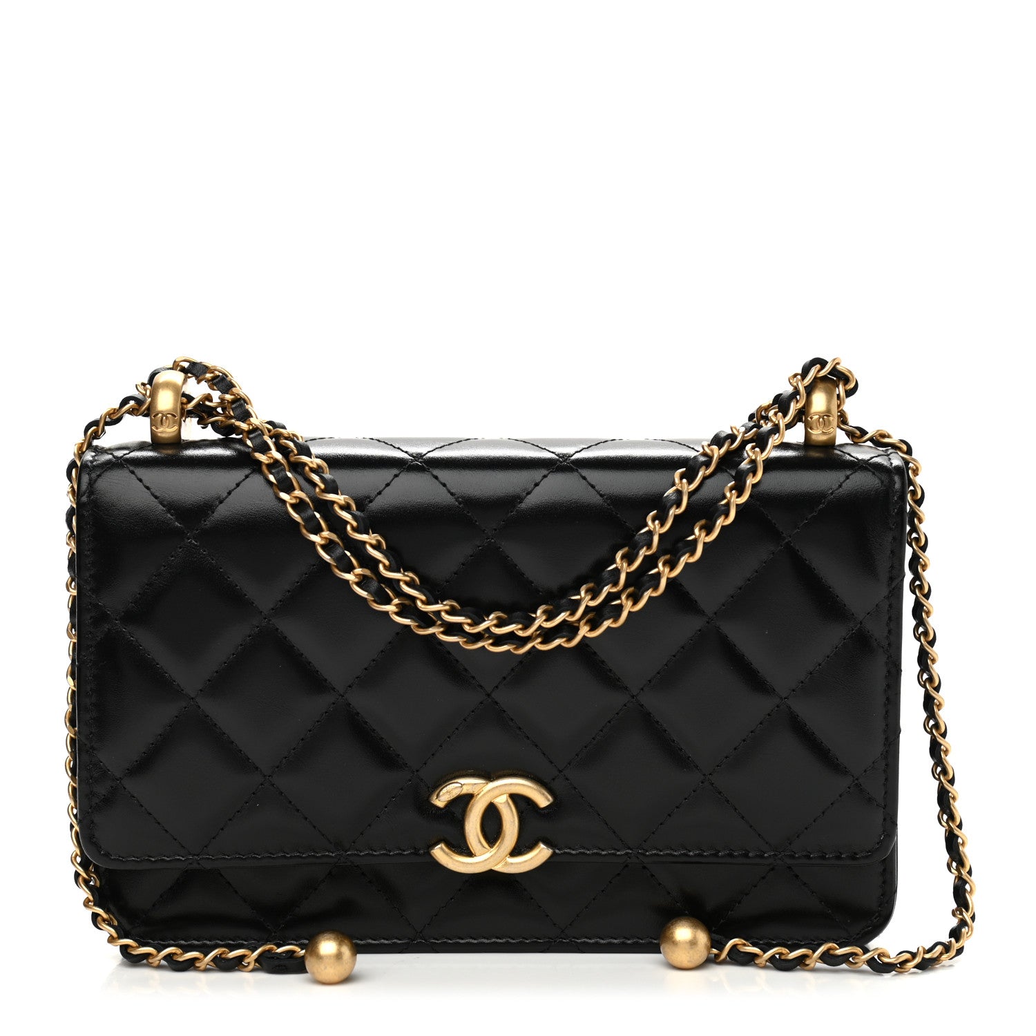 Chanel Calfskin Quilted Perfect Fit Wallet On Chain WOC Black 1 of 12