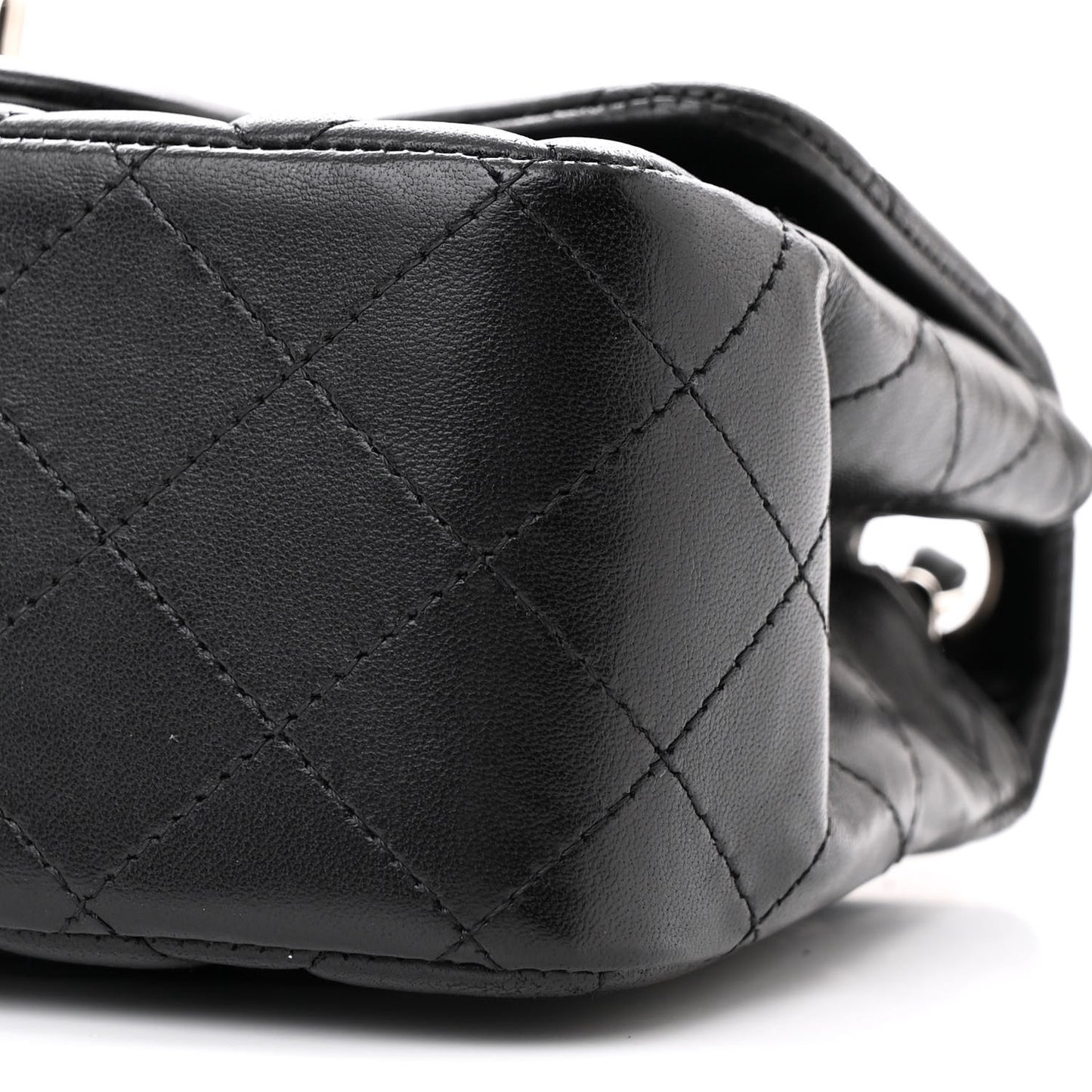 Lambskin Quilted Mini Square Flap Black
