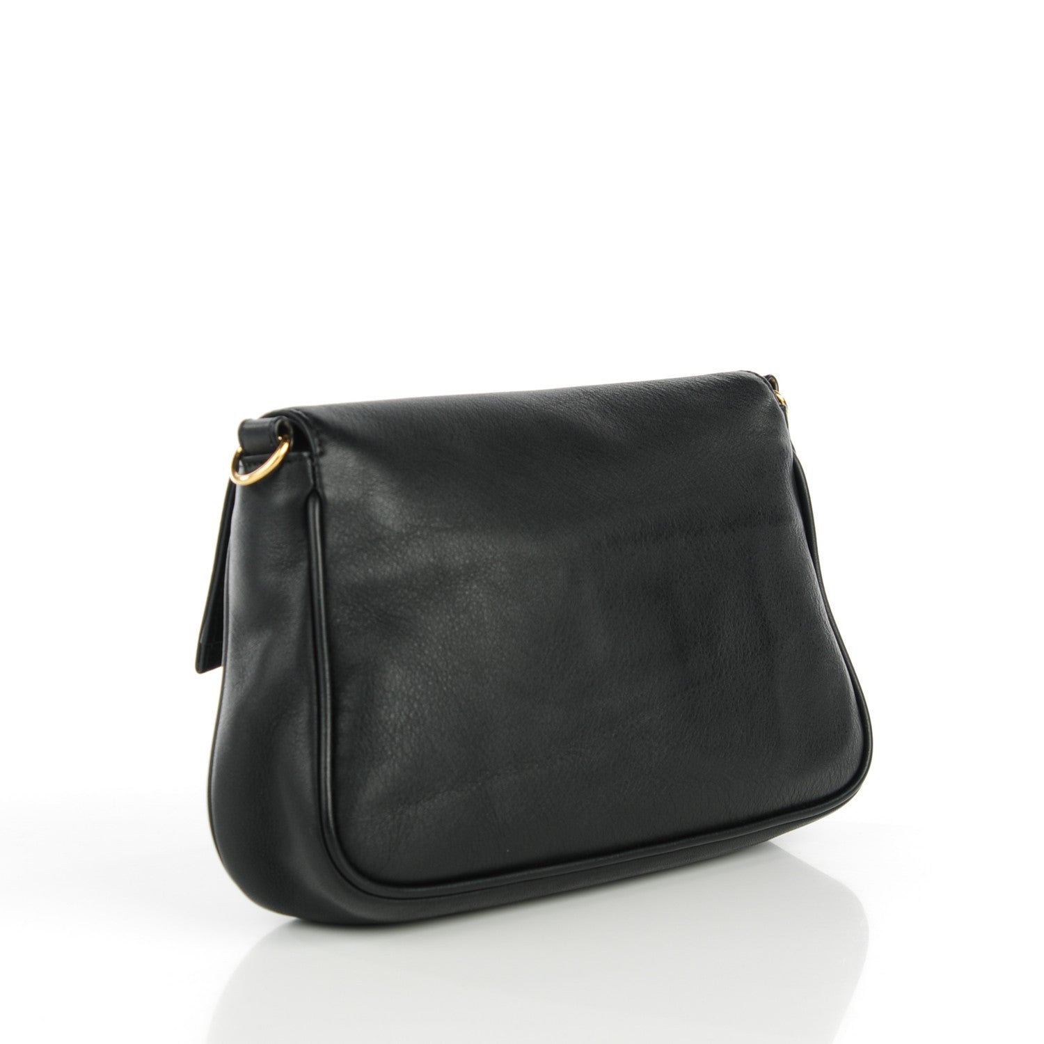 Fendi Vitello Flamingo Enamel Fendista Pouchette Crossbody Black 3 of 9