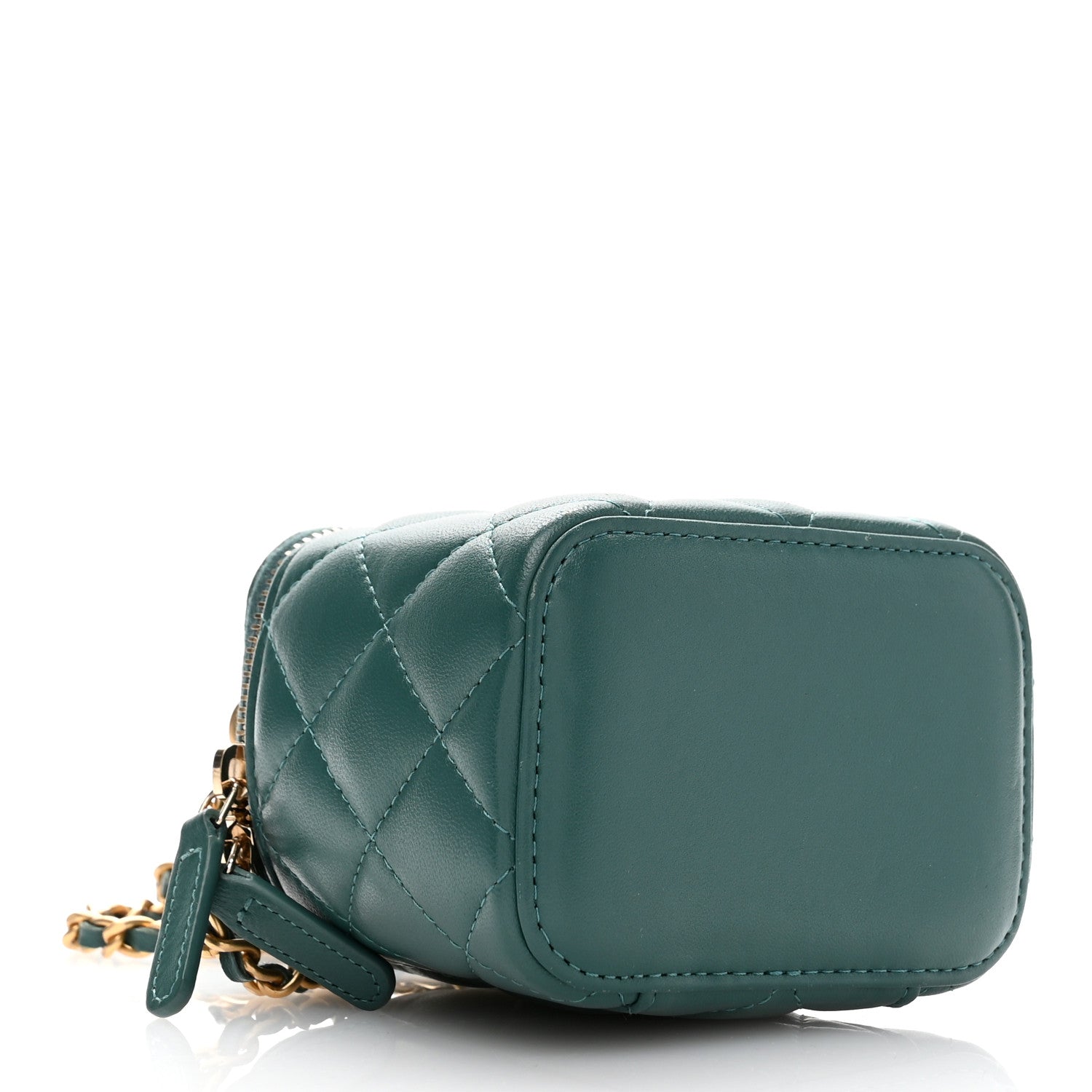 Chanel Lambskin Quilted Top Handle Mini Vanity Case With Chain Green 4 of 12
