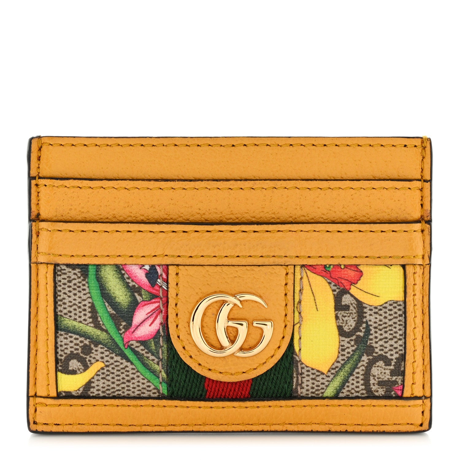 Gucci GG Supreme Monogram Flora Web Ophidia Card Holder Beige Multicolor Crop 1 of 6