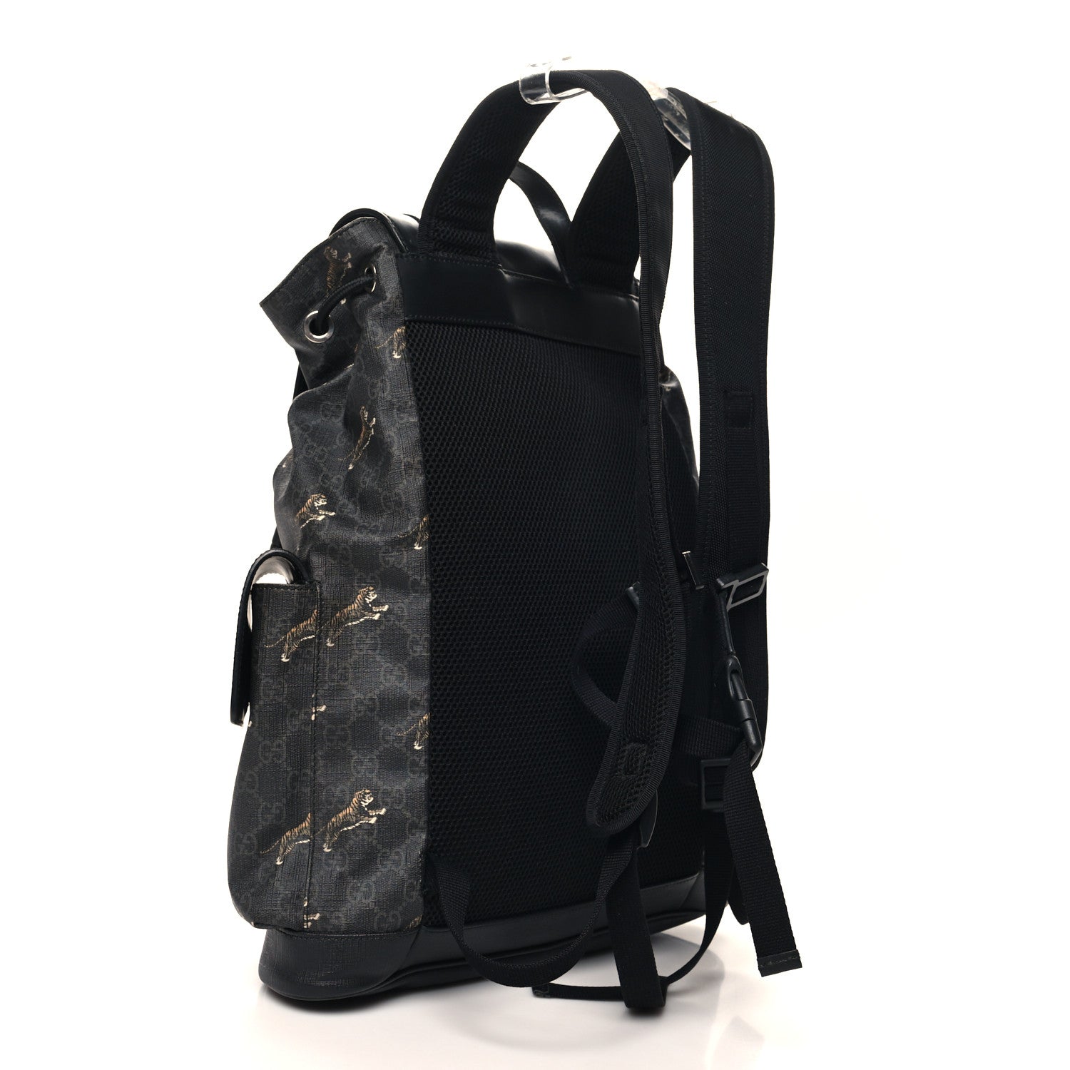 Gucci GG Supreme Monogram Tigers Double Buckle Backpack Black Multicolor 3 of 11