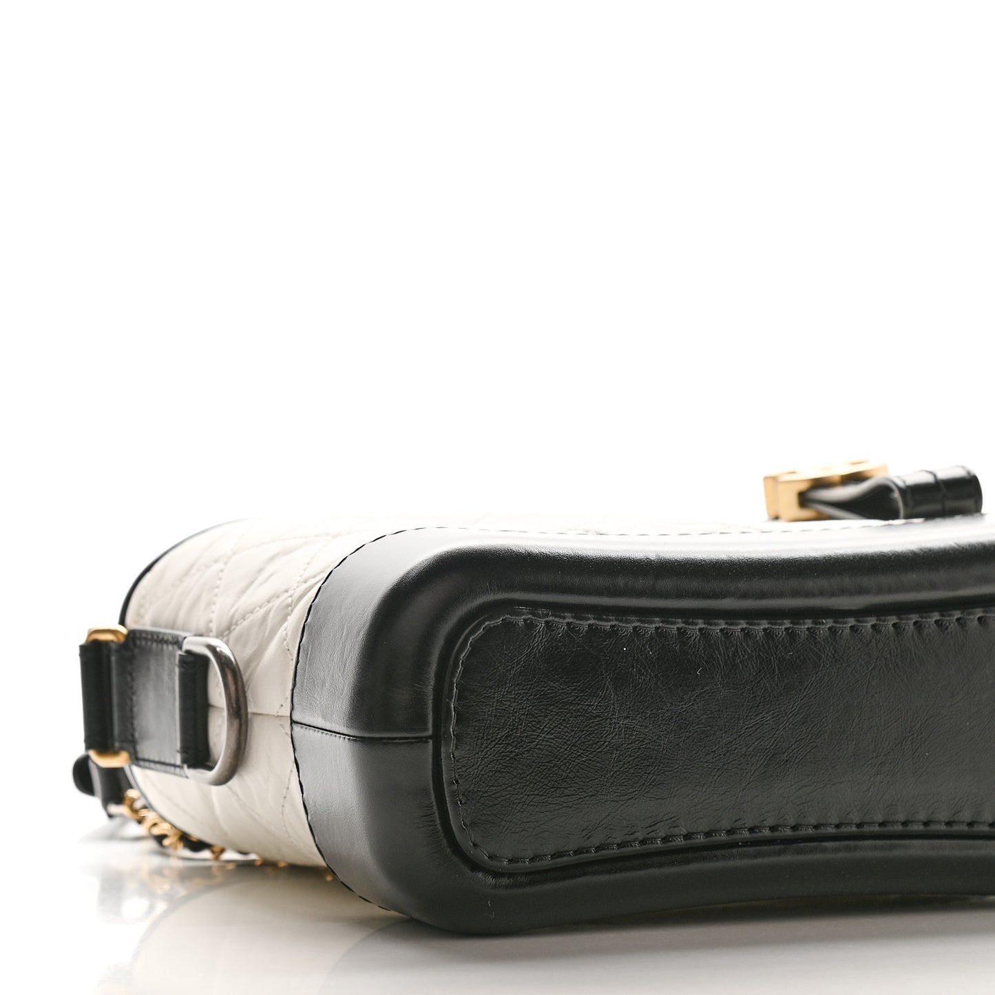 Aged Calfskin Quilted Small Gabrielle Hobo Black White