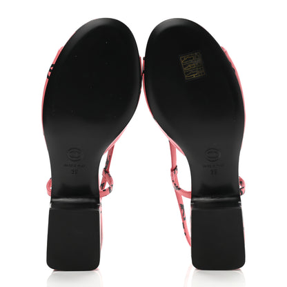 Chanel Printed Lambskin CC Slingback Sandals 39 Pink Black 5 of 9
