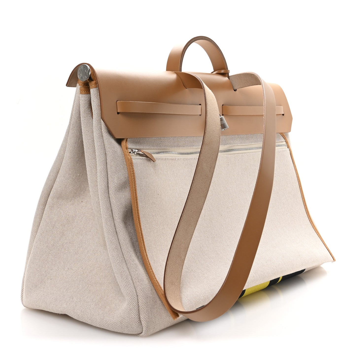 H Plume Canvas Vache Hunter Rayures d'Equipage Herbag Cabine Zip 50 Jaune Ecru Beige Gold