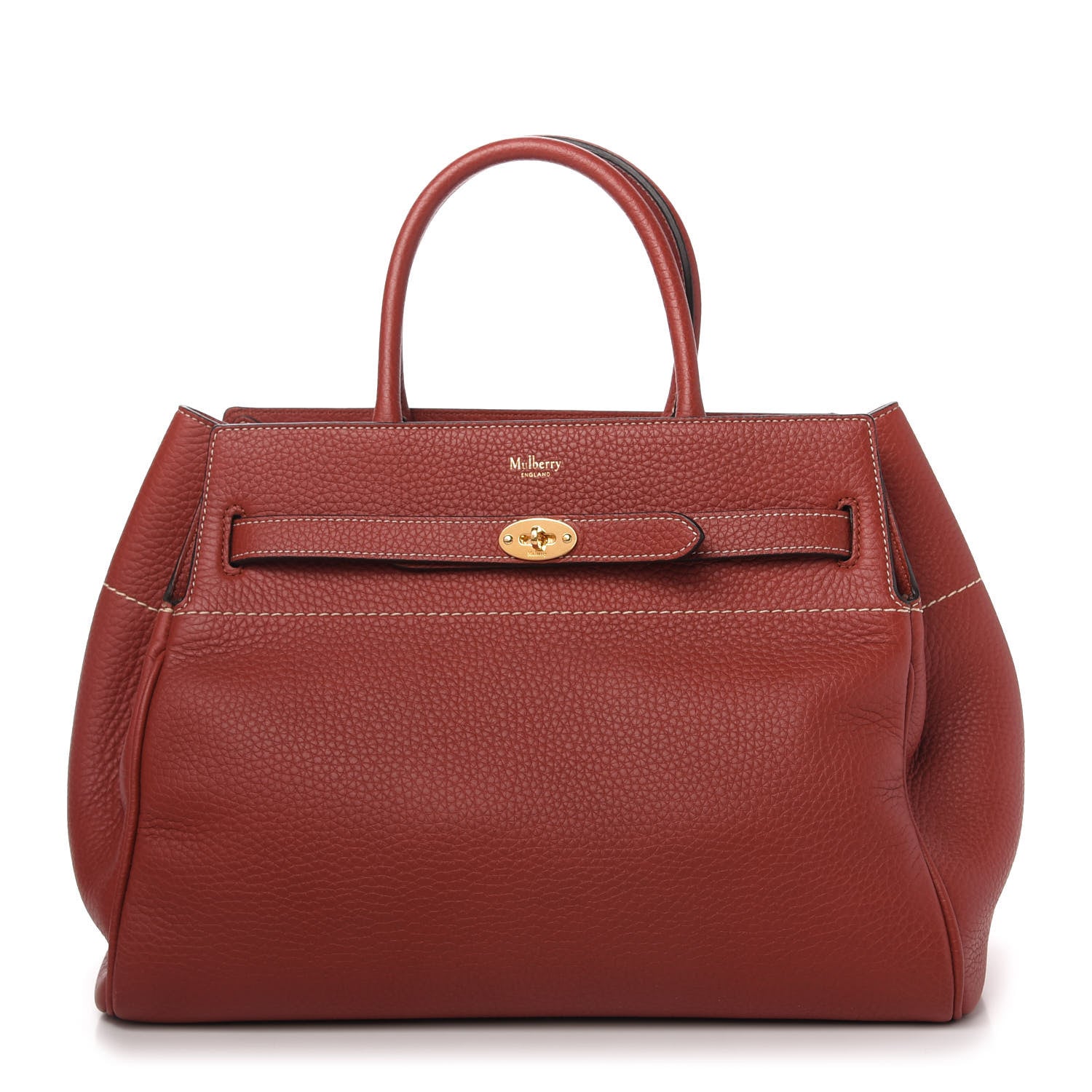 Mulberry Classic Grain Calfskin Belted Bayswater Tote Rust 1 of 10