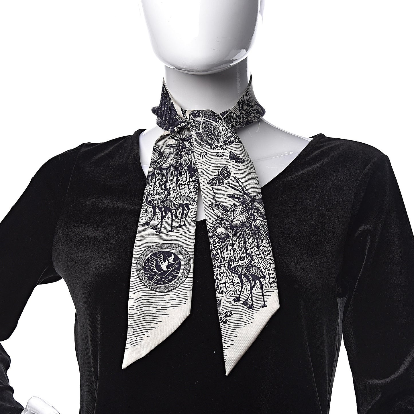 Silk Toile De Jouy Tropicalia Mitzah Scarf Indigo