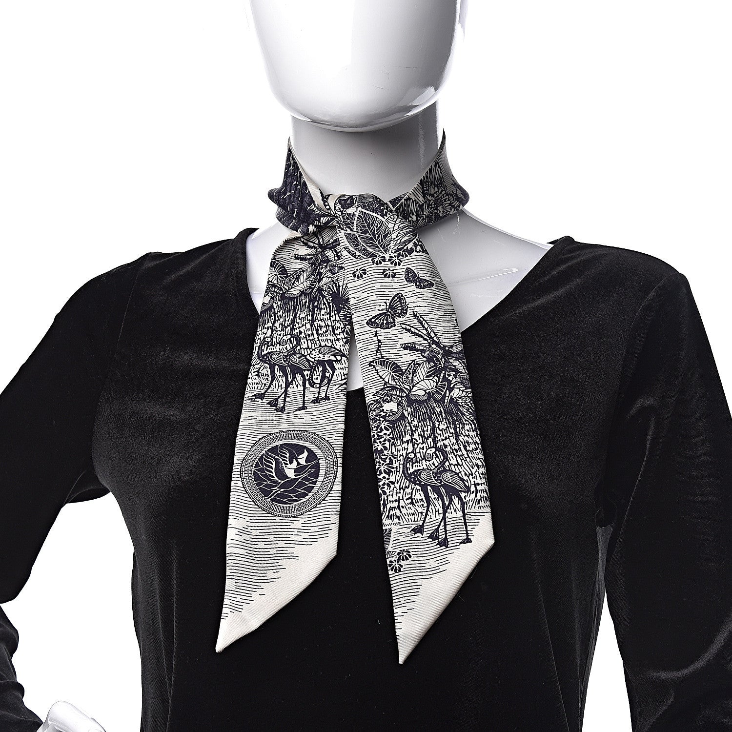 Christian Dior Silk Toile De Jouy Tropicalia Mitzah Scarf Indigo 2 of 4