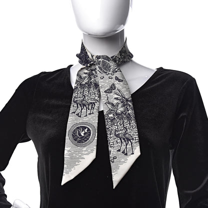 Christian Dior Silk Toile De Jouy Tropicalia Mitzah Scarf Indigo 2 of 4