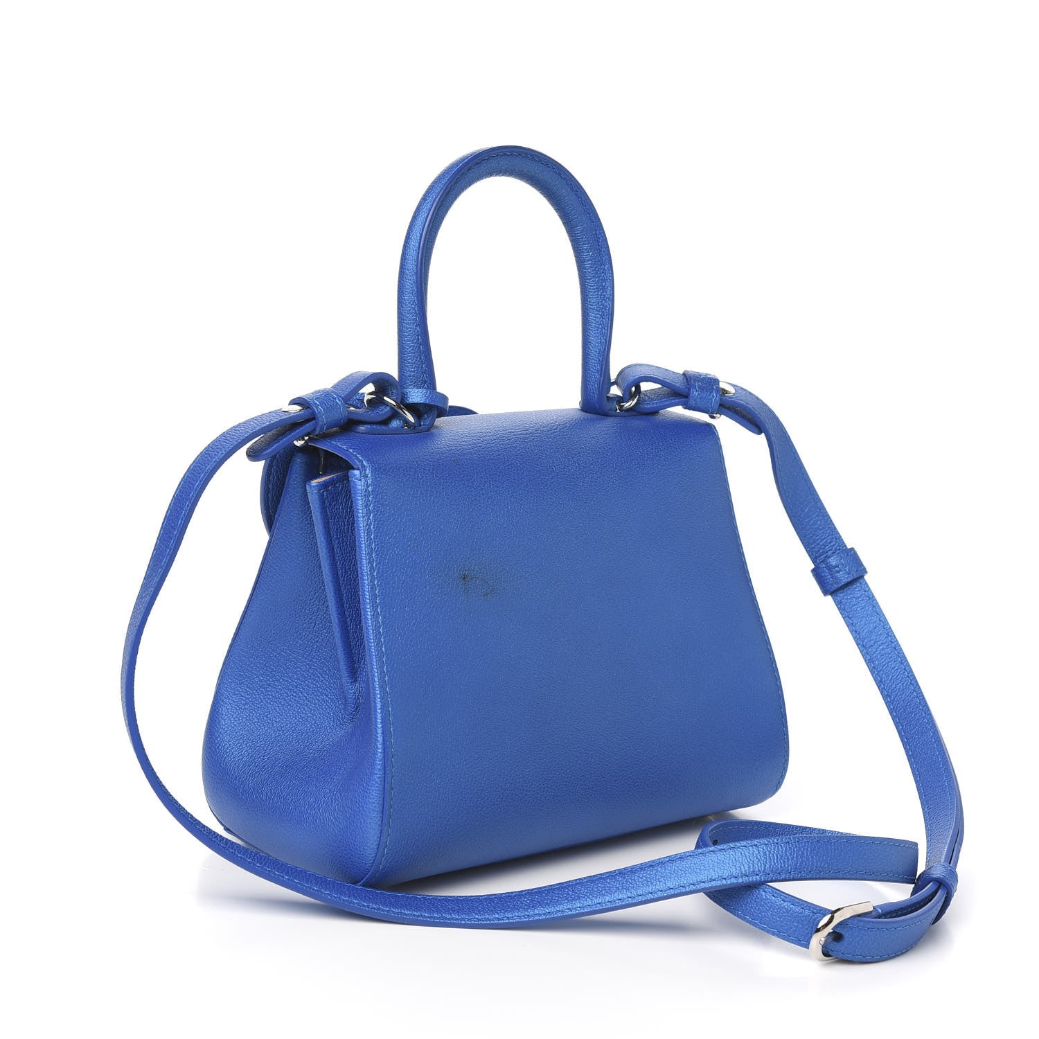 Delvaux Metallic Grained Calfskin Mini Brillant Satchel Satin Electric 2 of 10
