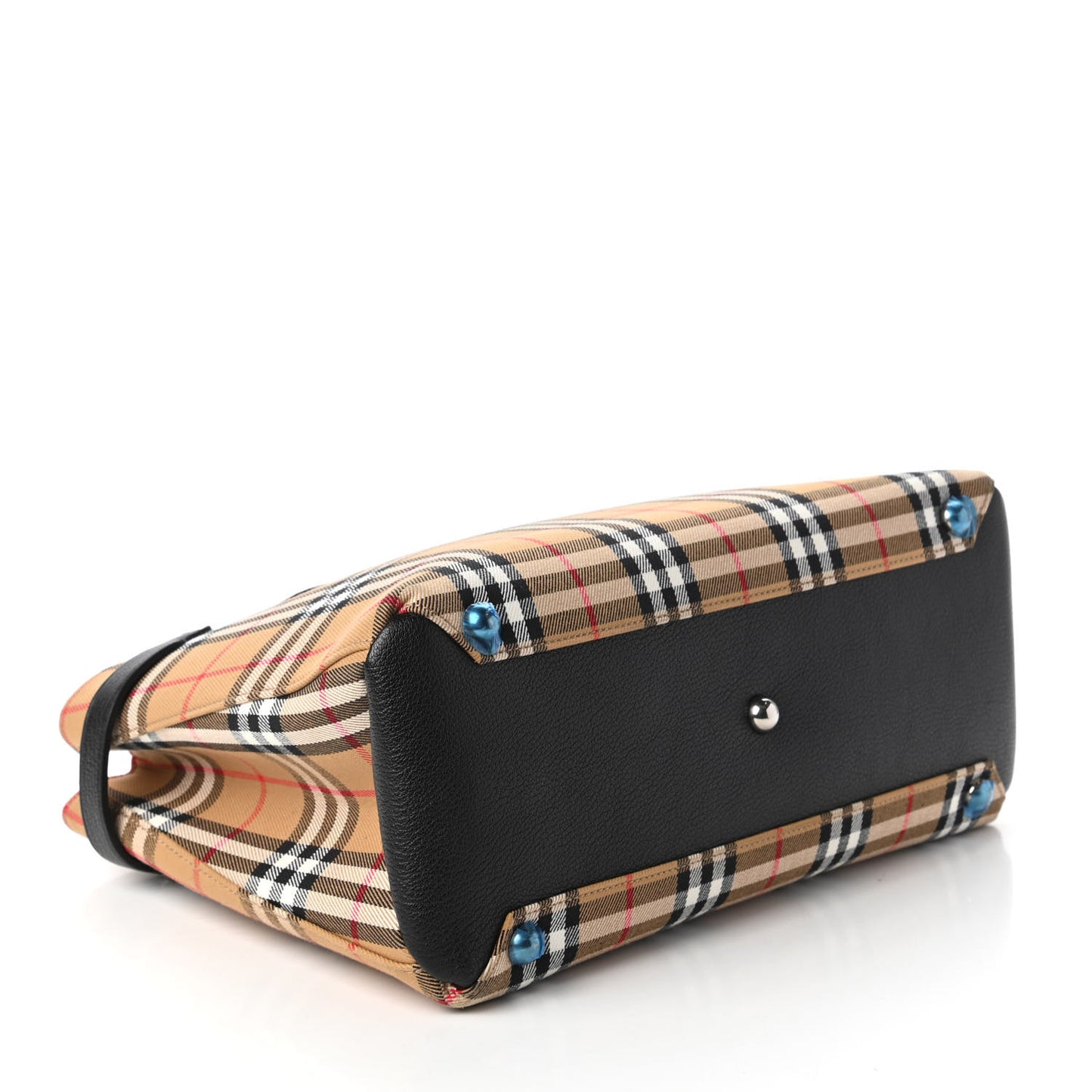 Goatskin Vintage Check Medium Banner Tote Black
