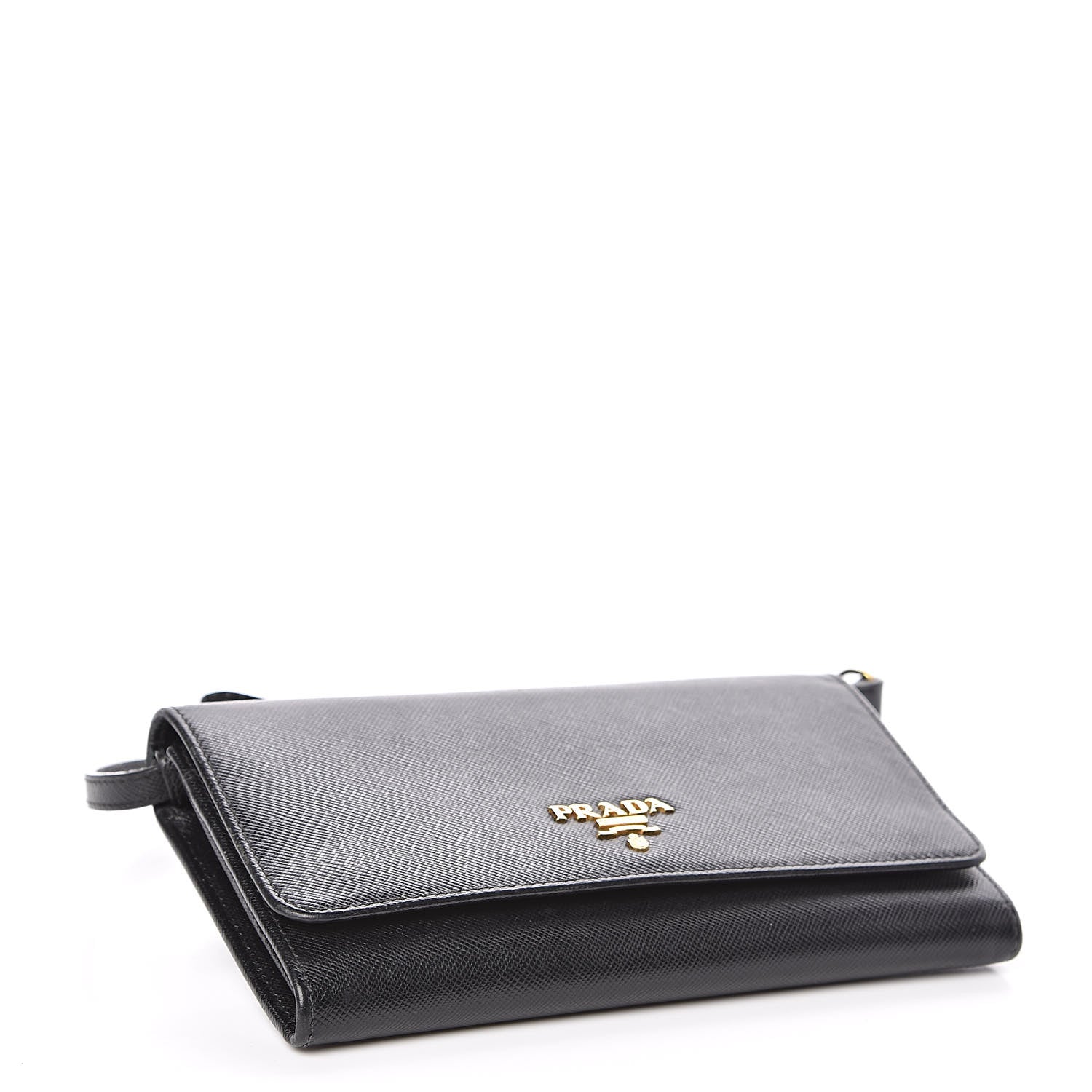 Prada Saffiano Metal Flap Wallet With Strap Black 4 of 11