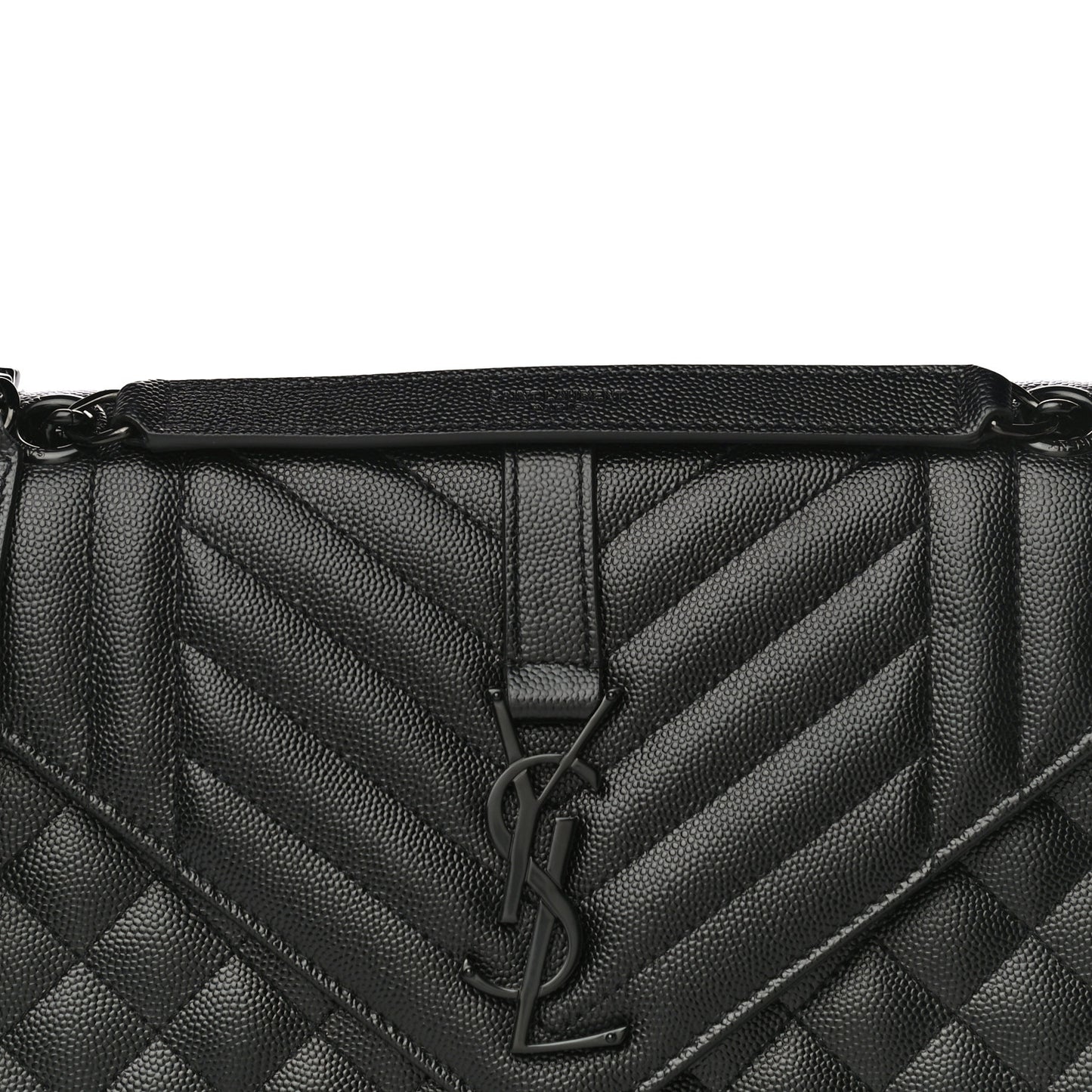 Grain De Poudre Textured Mixed Matelasse Triquilt Medium Monogram Satchel Black