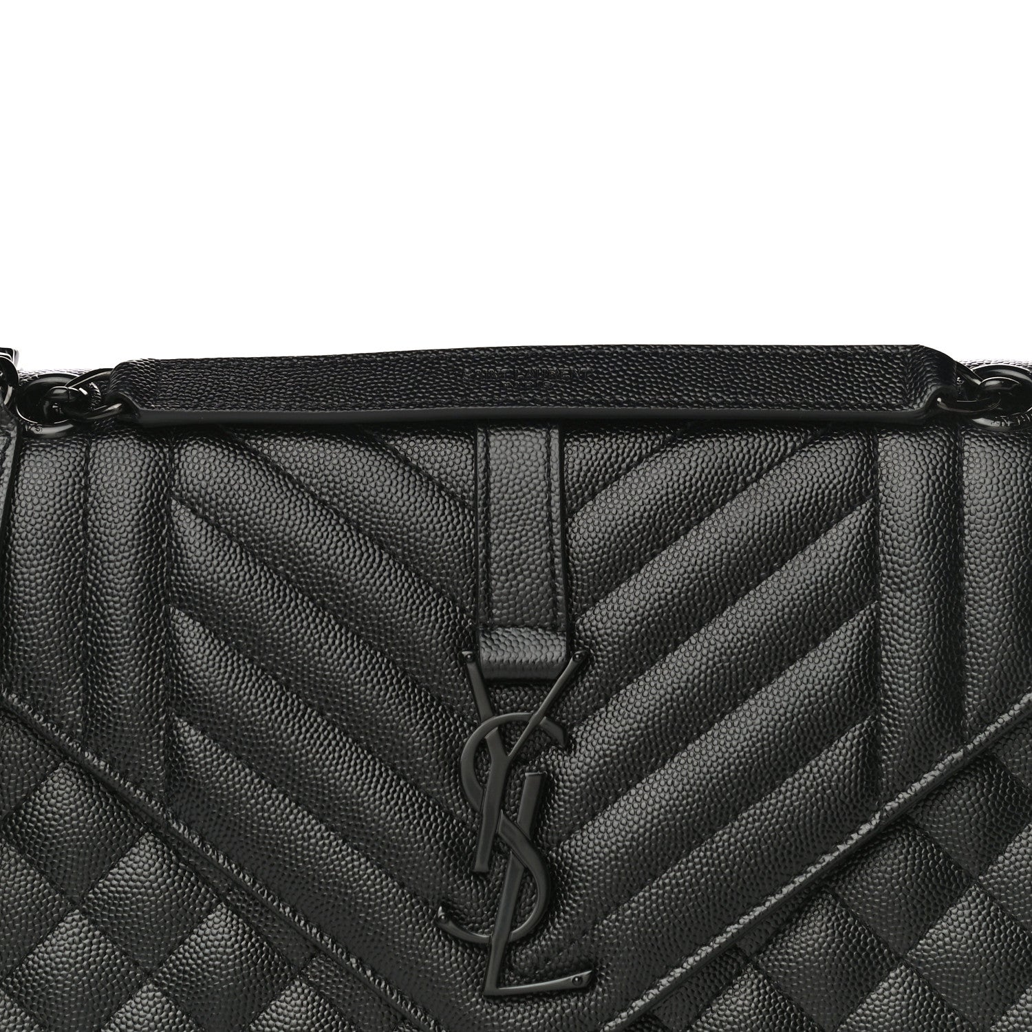 Saint Laurent Grain De Poudre Textured Mixed Matelasse Triquilt Medium Monogram Satchel Black 8 of 10