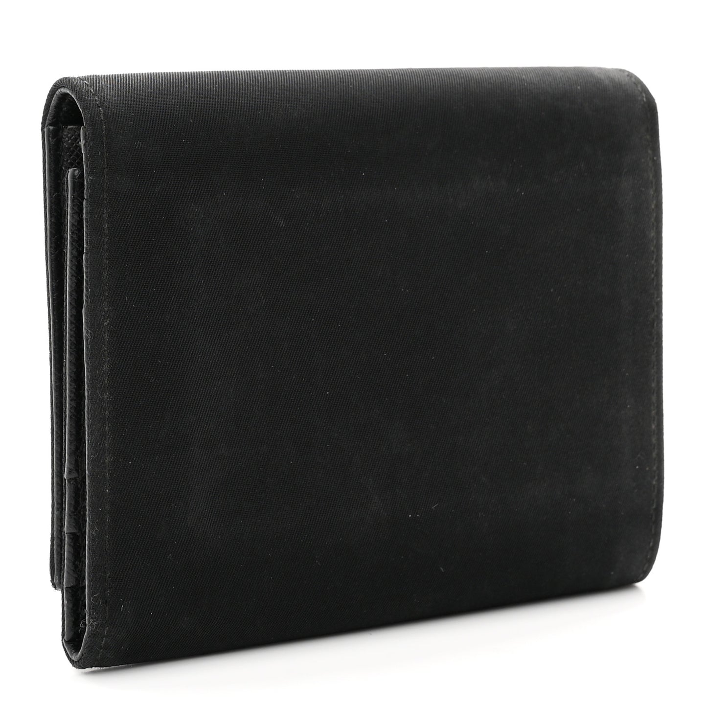 Tessuto Nylon Saffiano Tri-Fold Compact Wallet Black