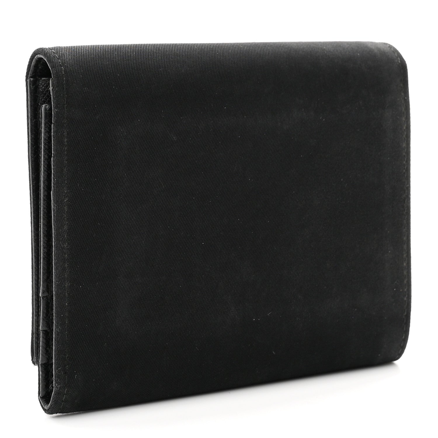 Prada Tessuto Nylon Saffiano Tri-Fold Compact Wallet Black 3 of 7