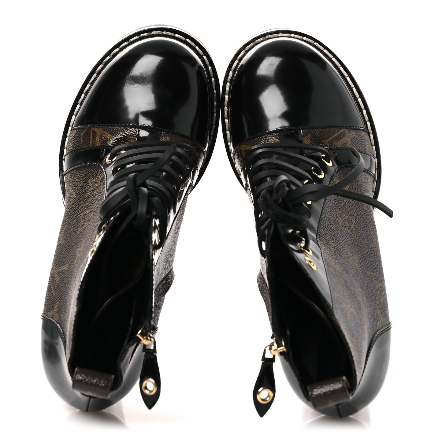 Patent Calfskin Monogram Star Trail Ankle Boots 40 Black