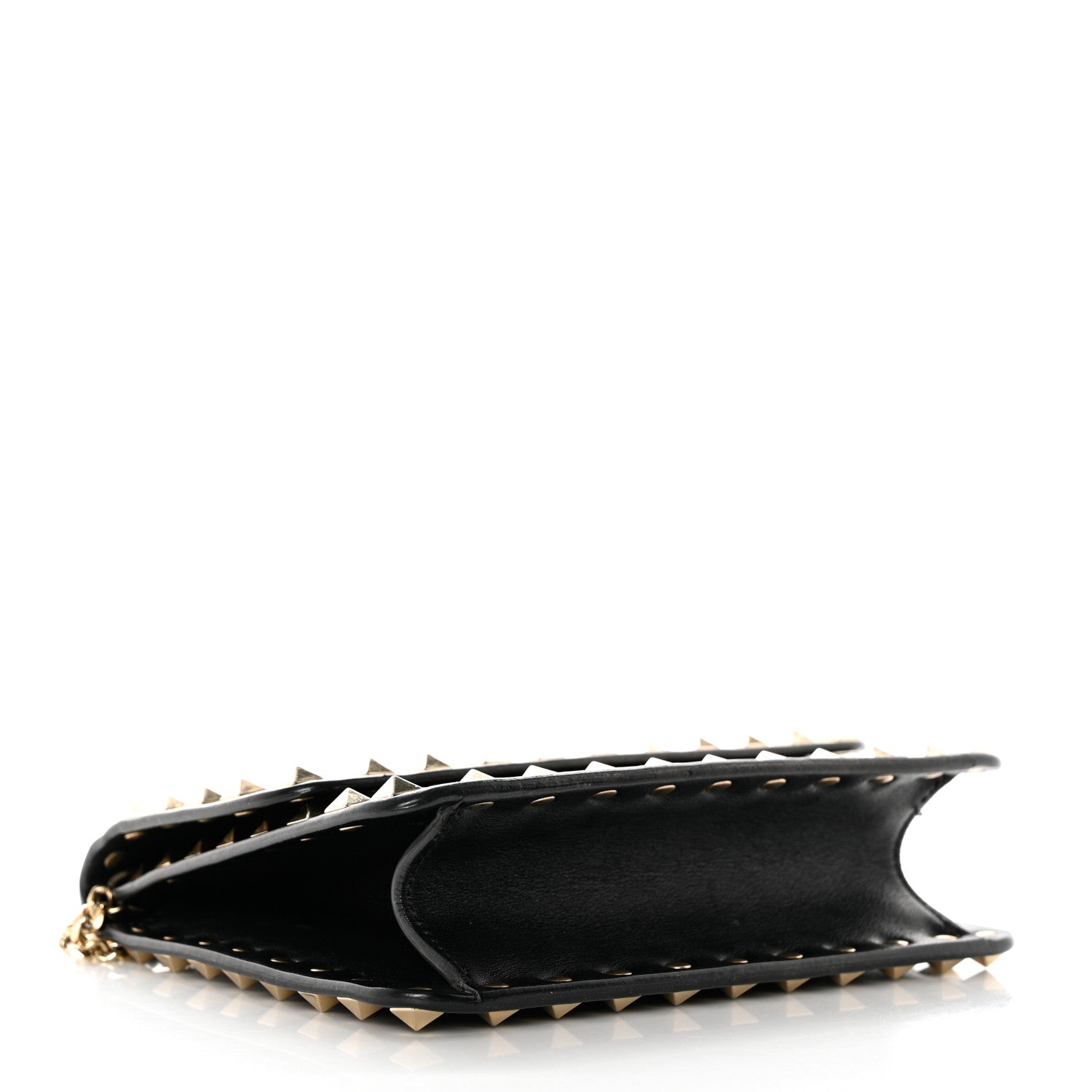 Valentino Garavani Vitello Mini Rockstud Flap Wallet on Strap Black 4 of 12