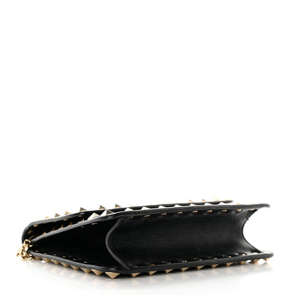 Valentino Garavani Vitello Mini Rockstud Flap Wallet on Strap Black 4 of 12
