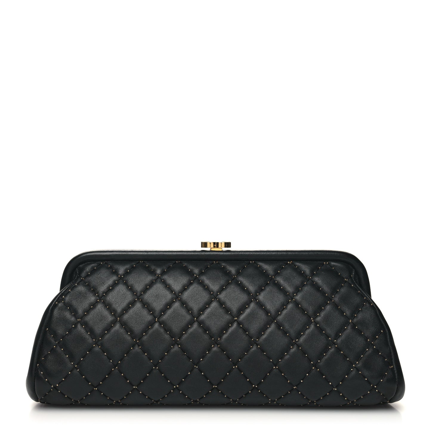 Lambskin Stitched Timeless Clutch Black