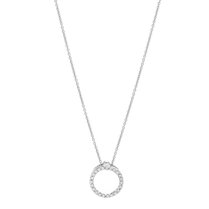 Roberto Coin 18K White Gold Diamond Extra Small Circle Pendant Necklace 1 of 5