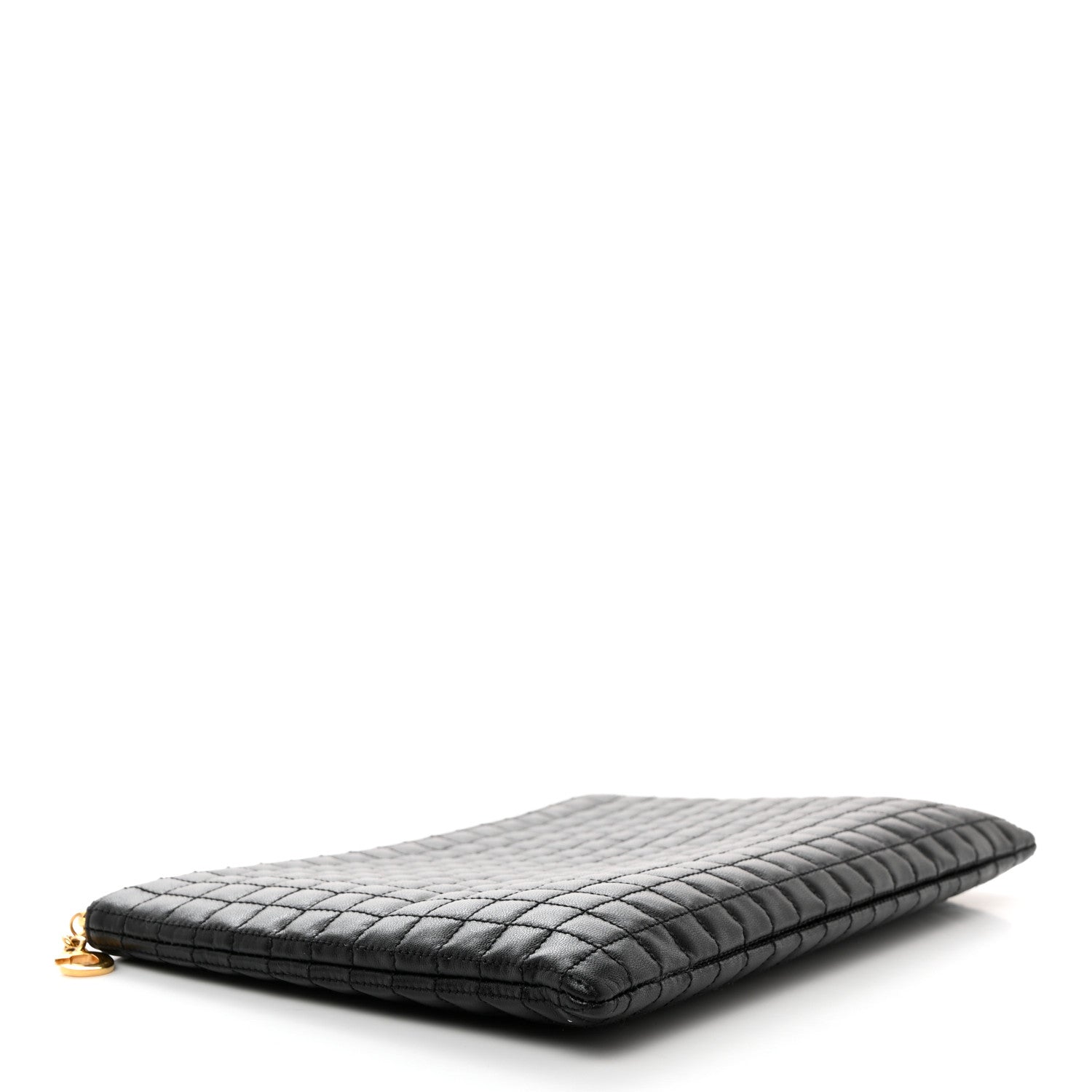 Celine Calfskin Quilted C Charm Pouch Black 4 of 9