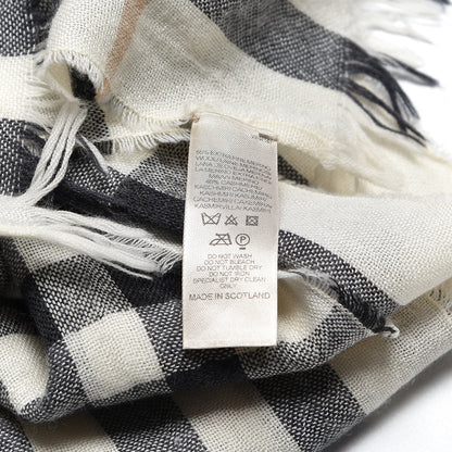 Burberry Merino Wool Cashmere Check Lightweight Scarf Ivory 4 of 6