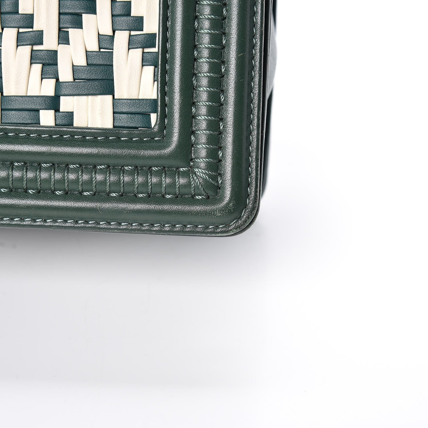 Chanel Calfskin Woven Medium Boy Flap Green White 11 of 14