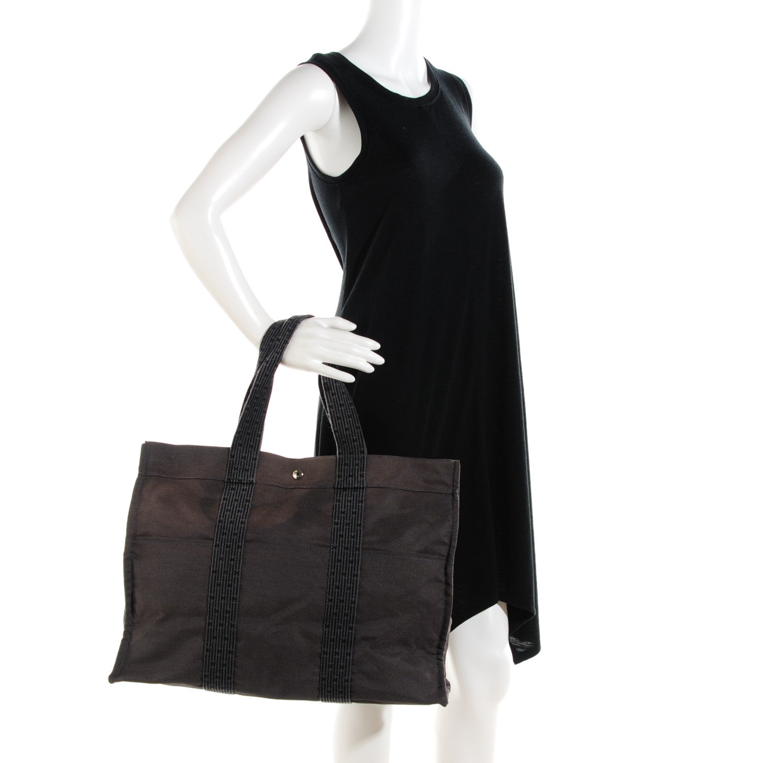 Hermes Canvas Herline MM Tote Grey 2 of 14