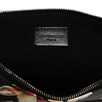 Givenchy Textured Coated Canvas Magnolia and Moth Print Large Zip Pouch Black 6 of 9