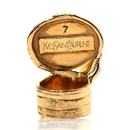 Saint Laurent Glass Cabochon Arty Ovale Ring 7 Gold Pink 3 of 3