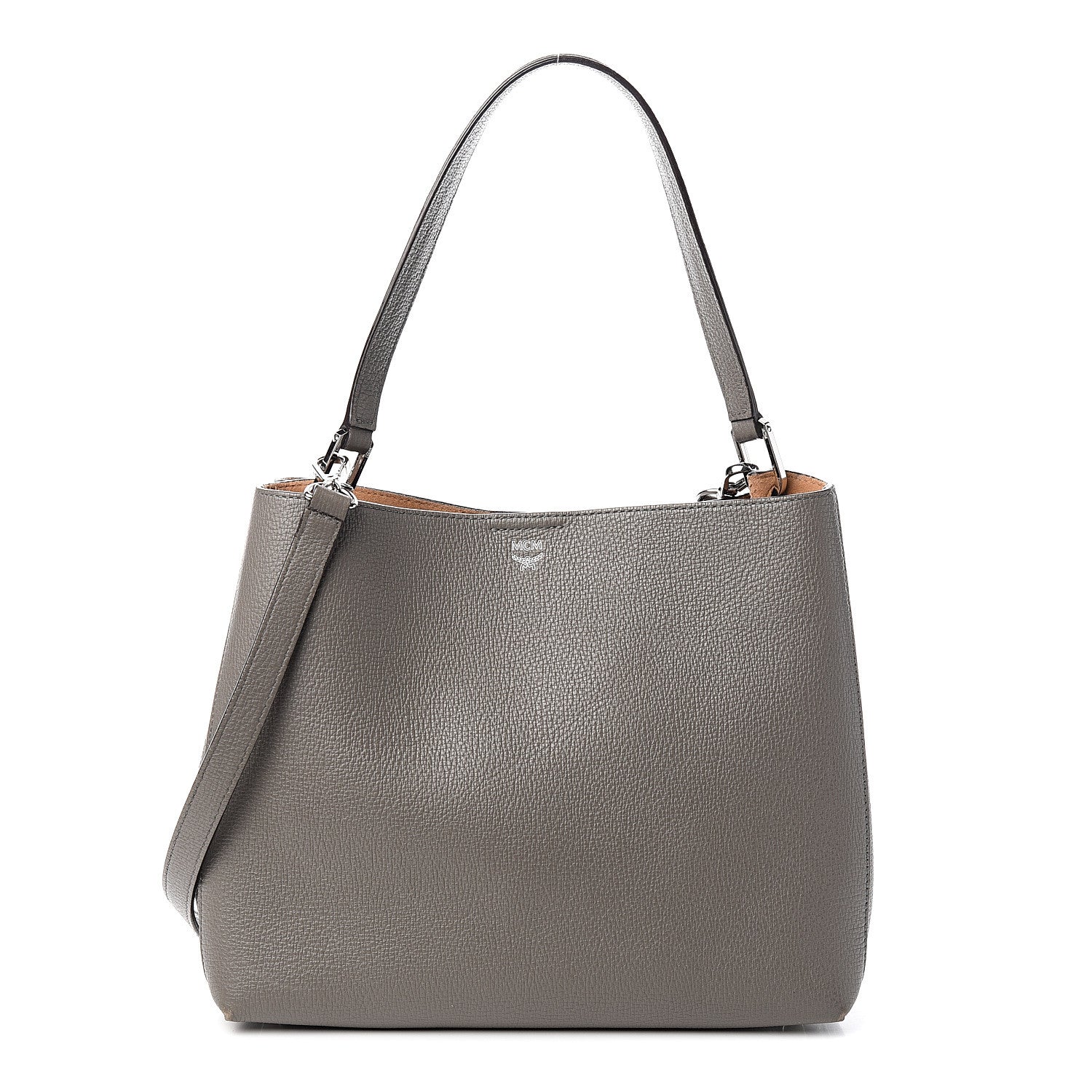 MCM Grained Calfskin Sarah Medium Visetos Hobo Grey 1 of 12