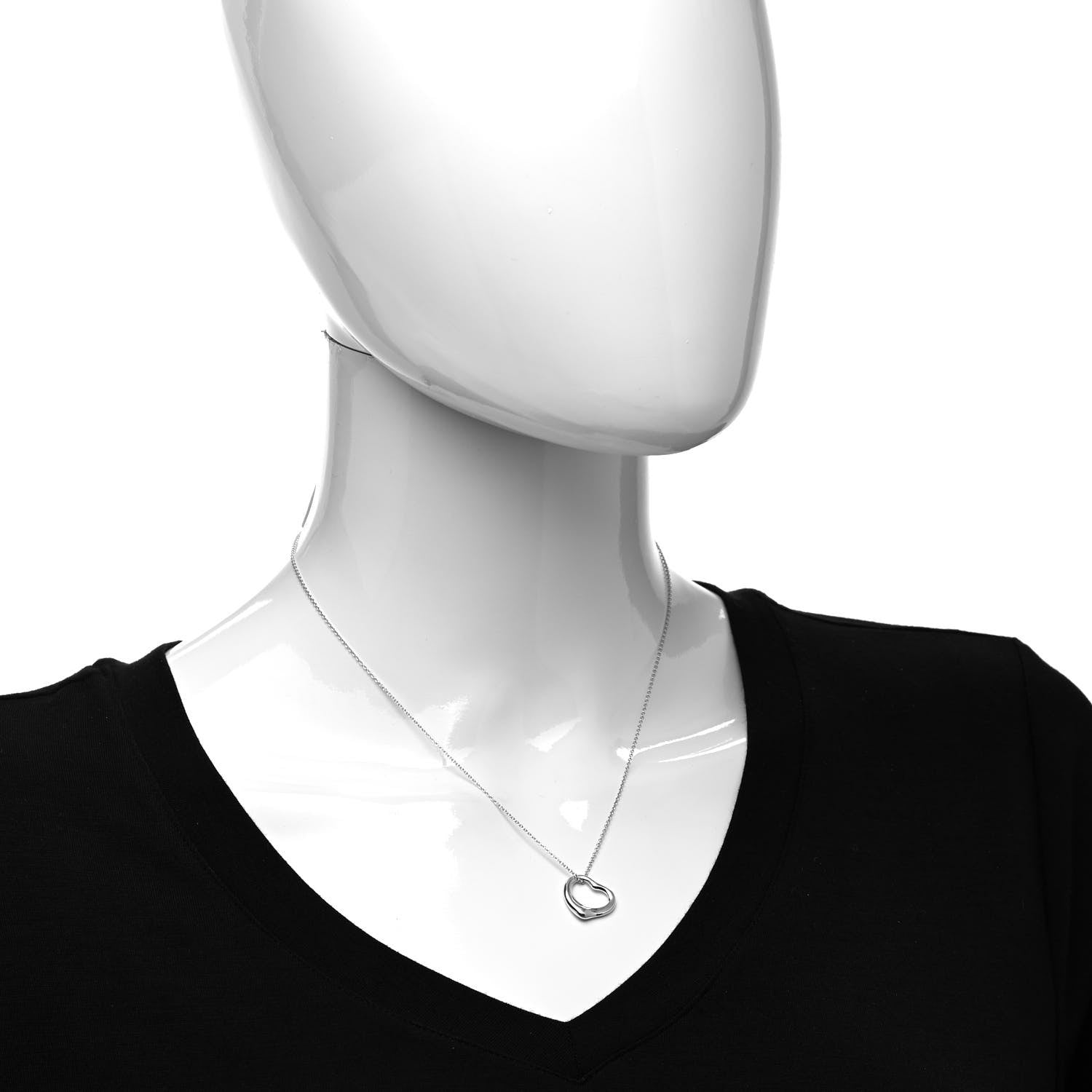 Tiffany Sterling Silver 16mm Elsa Peretti Open Heart Pendant Necklace 5 of 5