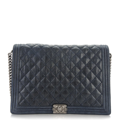 Chanel Goatskin Quilted Large Gentle Boy Flap Navy 1 of 8