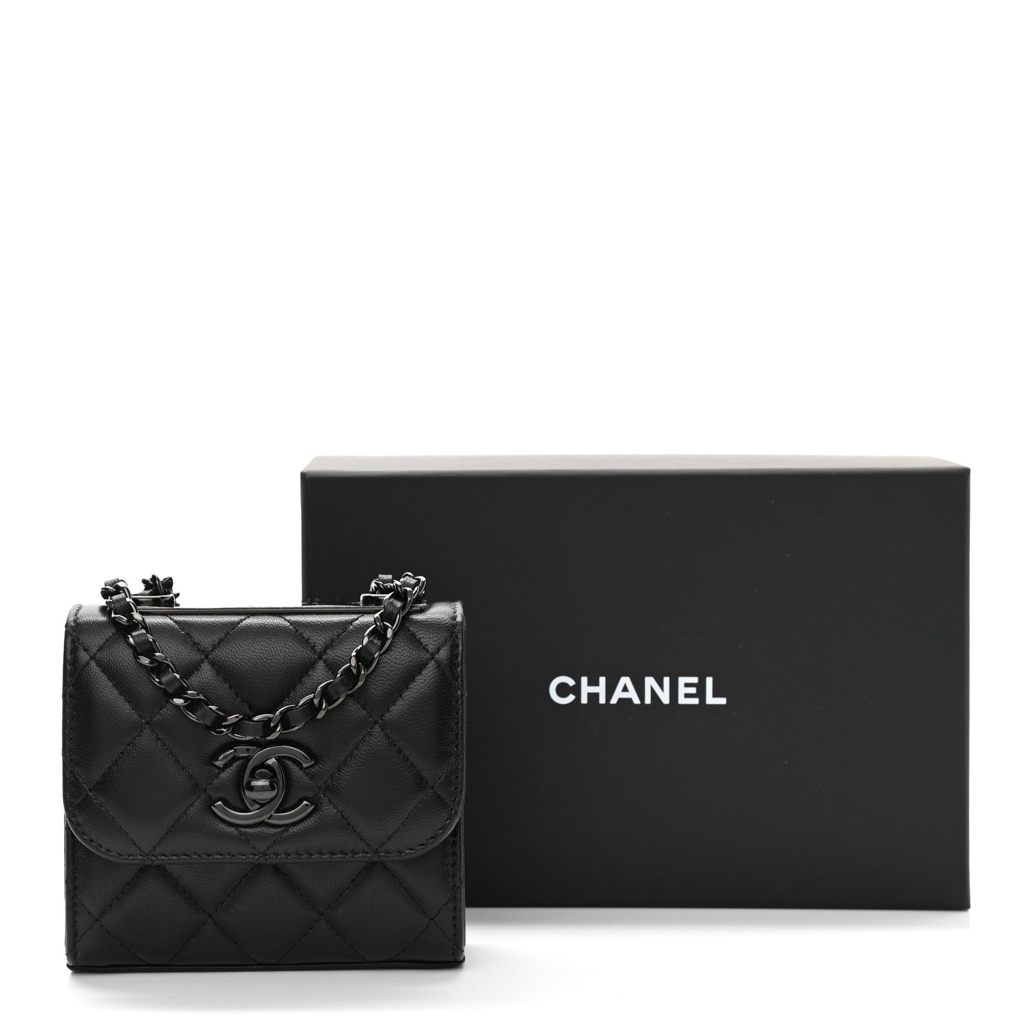 Chanel Lambskin Quilted Mini Trendy CC Chain Wallet So Black 12 of 12