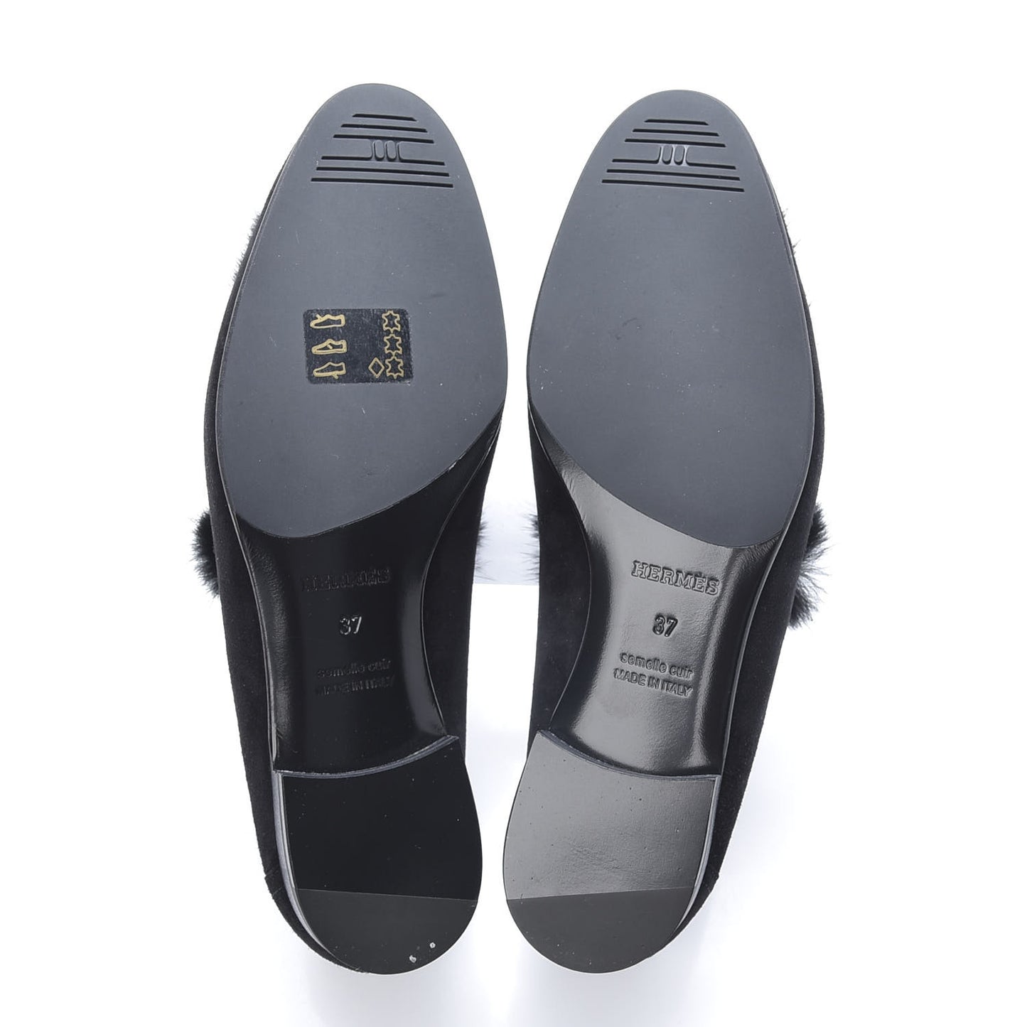 Mink Fur Suede Goatskin Paris Loafers 37 Black